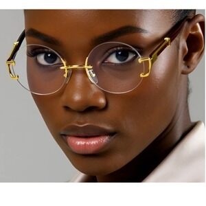 Rimless Round Clear Lens‎ Women Sunglasses Style Buffs Trendy Female Lentes 2026